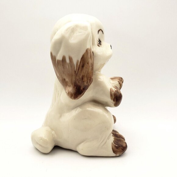 Vintage 50s Handmade Ceramic Sitting Spaniel Dog 4.5" Figurine OOAK Signed VGC - Picture 5 of 9